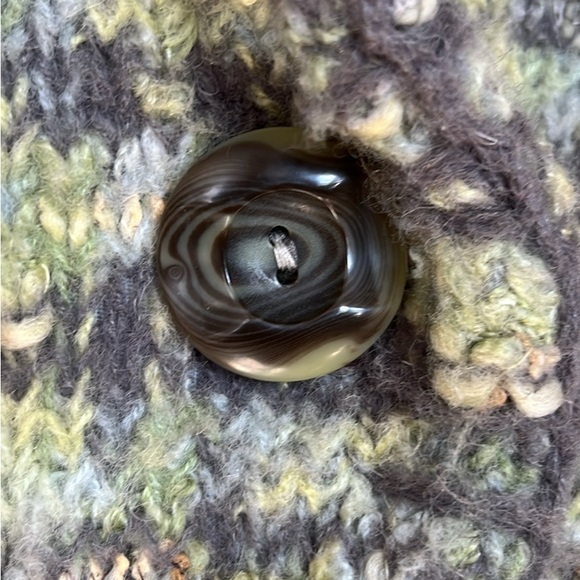 Womens Textured Knit Coat - Green Multi Size M - Picture 3 of 8